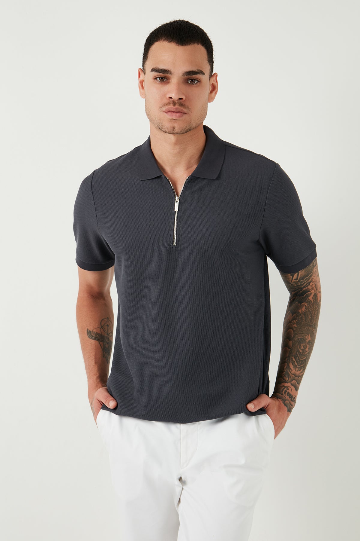 Buratti Pamuklu Regular Fit Yarım Fermuarlı 3'lü Paket Erkek Polo Yaka T Shirt 5902434S3 Siyah-Haki-Antrasit
