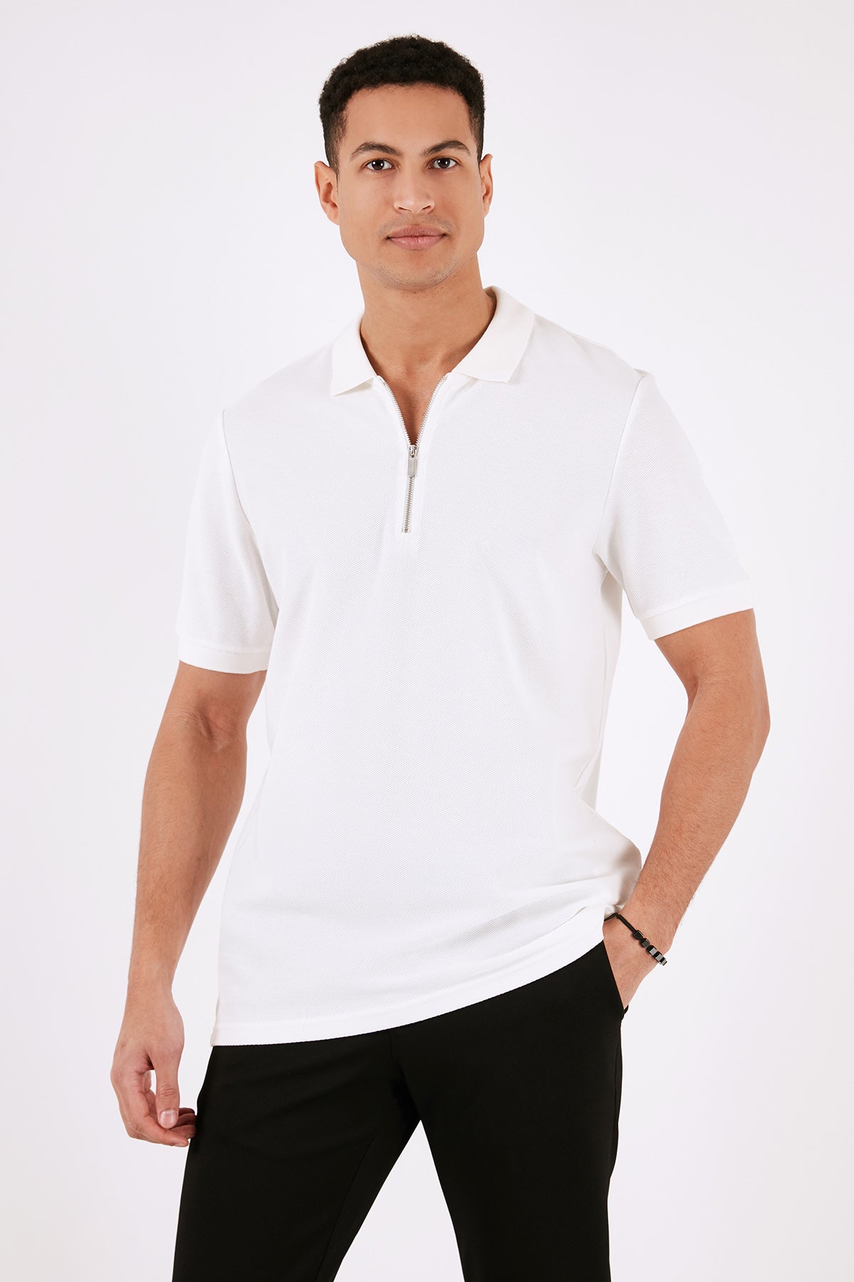 Buratti Pamuklu Regular Fit Yarım Fermuarlı 3'lü Paket Erkek Polo Yaka T Shirt 5902434S3 Siyah-Ekru-İndigo