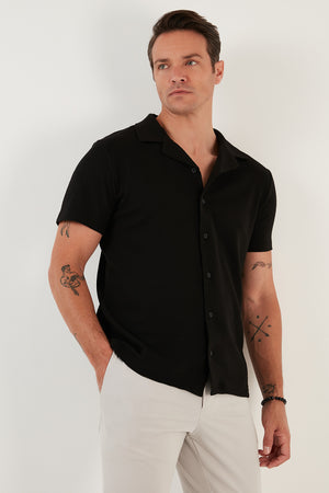 Buratti Pamuklu Regular Fit Kısa Kollu 2'li Paket Erkek Gömlek 5902640S2 SİYAH-İNDİGO