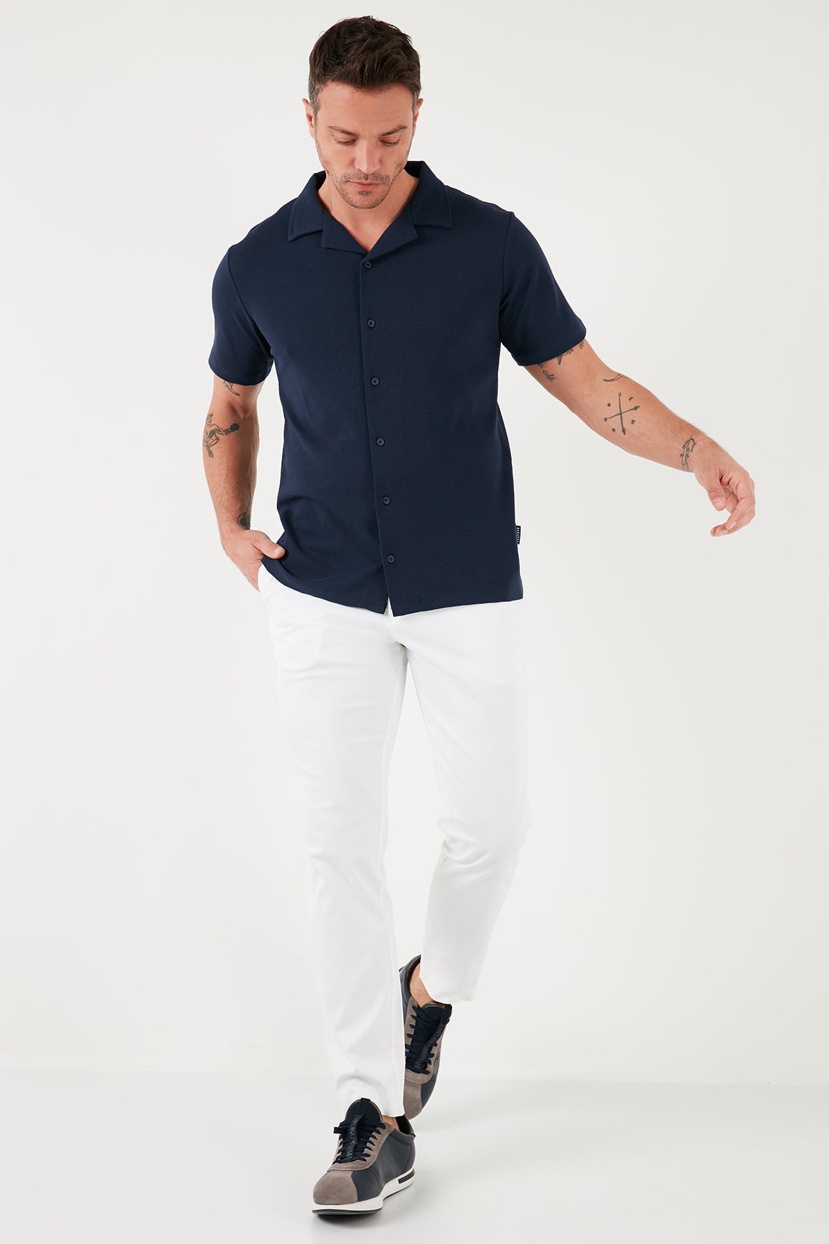 Buratti Pamuklu Regular Fit Kısa Kollu 2'li Paket Erkek Gömlek 5902640S2 SİYAH-İNDİGO