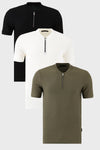 Buratti Pamuklu Regular Fit Yarım Fermuarlı Kolej Yaka 3'lü Paket Erkek T Shirt 5902653S3 SİYAH-BEYAZ-HAKİ