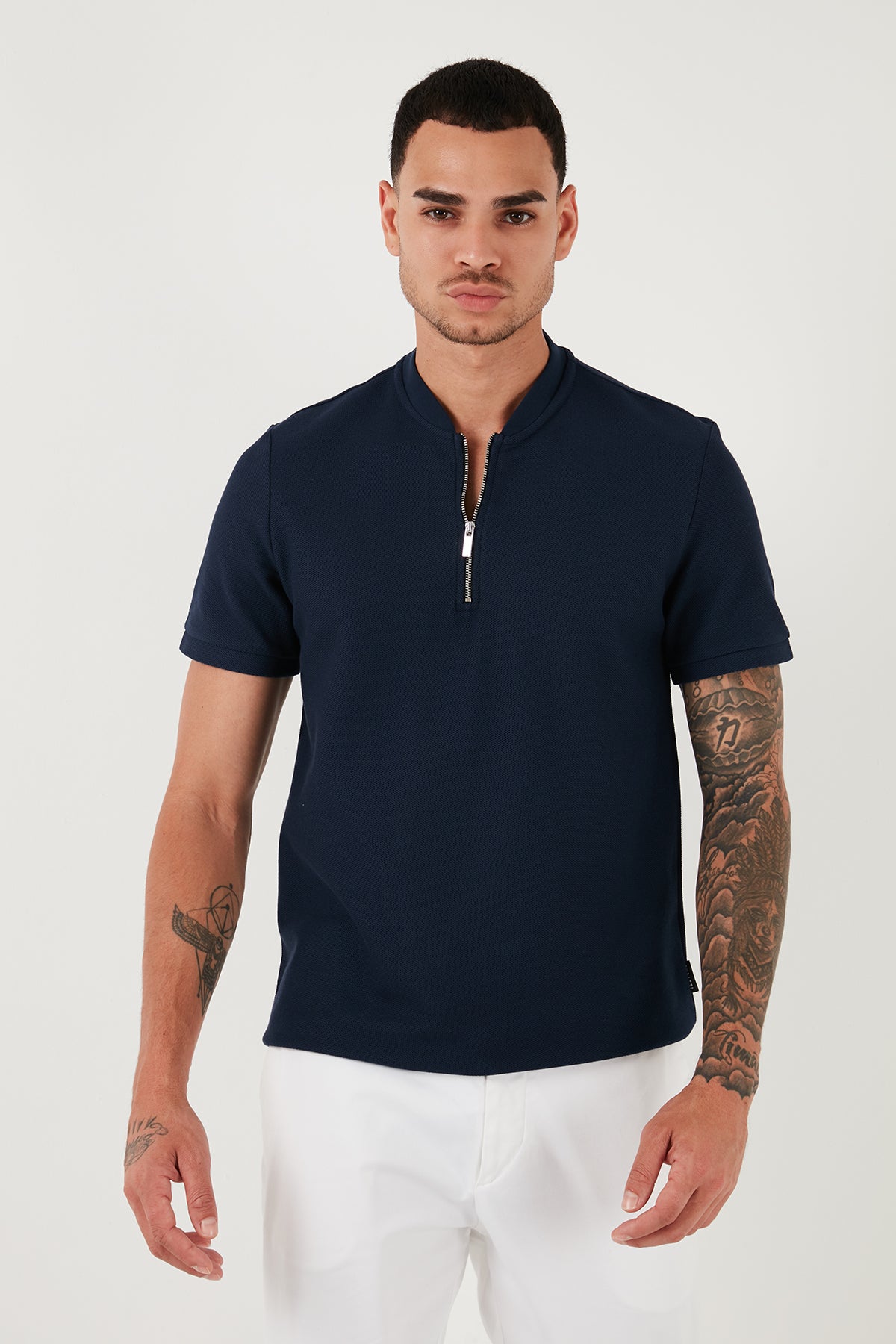 Buratti Pamuklu Regular Fit Yarım Fermuarlı Kolej Yaka 3'lü Paket Erkek T Shirt 5902653S3 Lacivert-Siyah-Haki
