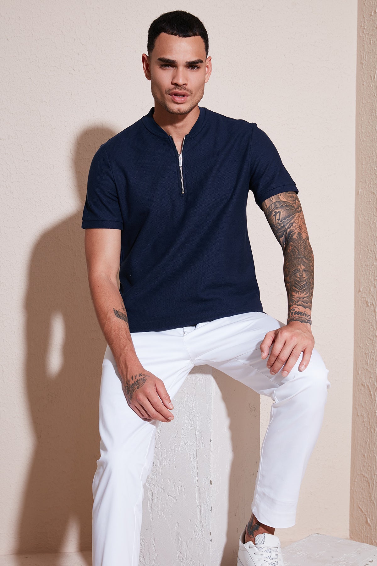 Buratti Pamuklu Regular Fit Yarım Fermuarlı Kolej Yaka 3'lü Paket Erkek T Shirt 5902653S3 Vizon-Haki-Lacivert