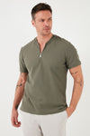 Buratti Pamuklu Regular Fit Yarım Fermuarlı Kolej Yaka 3'lü Paket Erkek T Shirt 5902653S3 Beyaz-Haki-Mavi