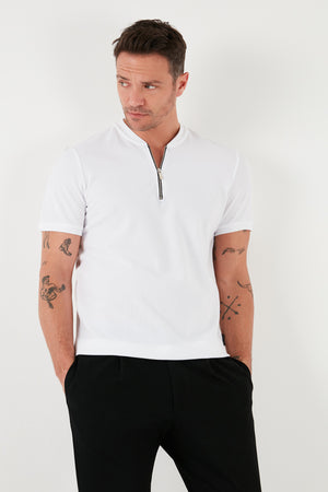 Buratti Pamuklu Regular Fit Yarım Fermuarlı Kolej Yaka 3'lü Paket Erkek T Shirt 5902653S3 Beyaz-Haki-Mavi