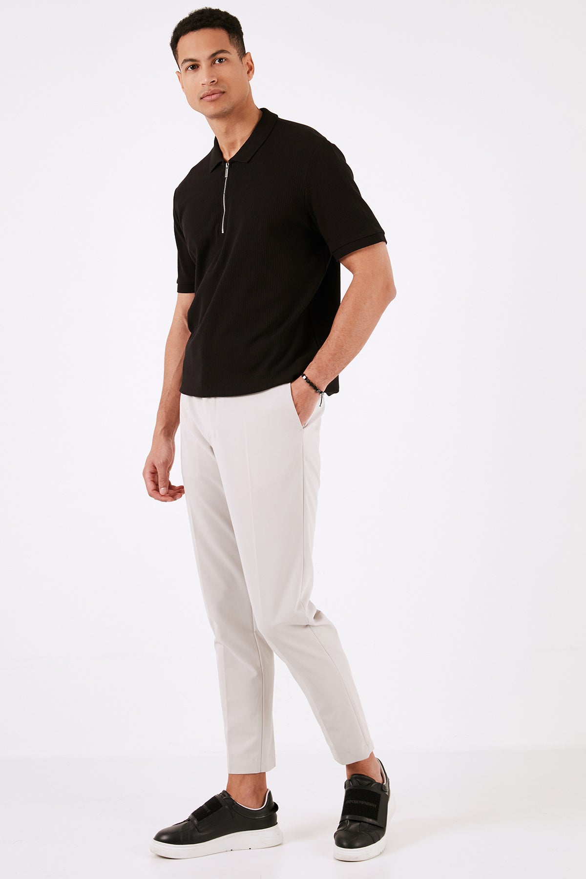 Buratti Pamuklu Regular Fit Yarım Fermuarlı 3'lü Paket Erkek Polo Yaka T Shirt 5902738S3 Siyah-Ekru-İndigo