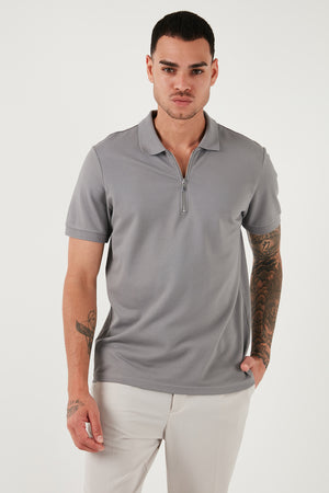 Buratti Pamuklu Regular Fit Yarım Fermuarlı 3'lü Paket Erkek Polo Yaka T Shirt 5902915S3 Pudra-Beyaz-Kül