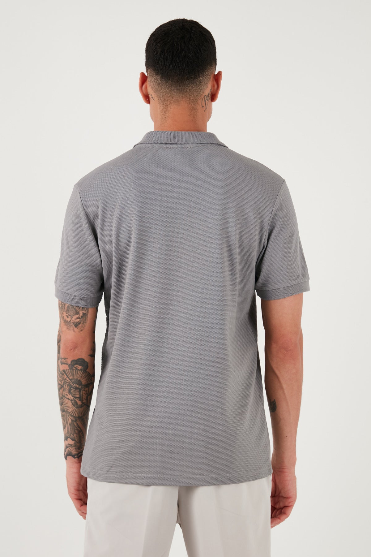 Buratti Pamuklu Regular Fit Yarım Fermuarlı 3'lü Paket Erkek Polo Yaka T Shirt 5902915S3 Pudra-Beyaz-Kül