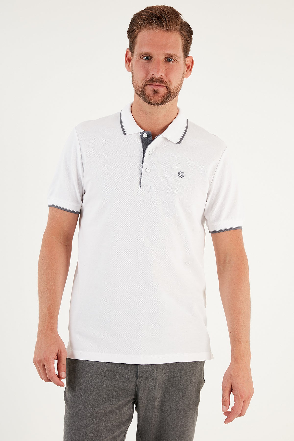 Buratti Pamuklu Regular Fit 3'lü Paket Erkek Polo Yaka T Shirt 59029641827S3 Vizon-Beyaz-Benetton