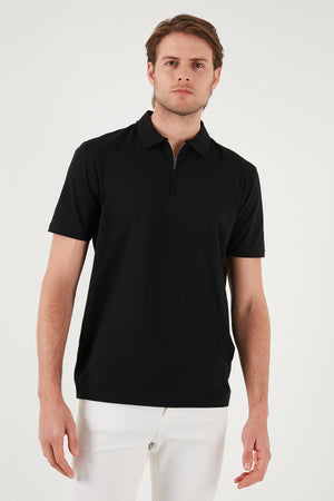 Buratti Streç Pamuklu Regular Fit Yarım Fermuarlı 3'lü Paket Erkek Polo Yaka T Shirt 5902972S3 Siyah-Siyah-Siyah