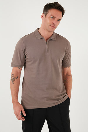Buratti Pamuklu Regular Fit Yarım Fermuarlı 3'lü Paket Erkek Polo Yaka T Shirt 5903008S3 Siyah-Saks-Toprak
