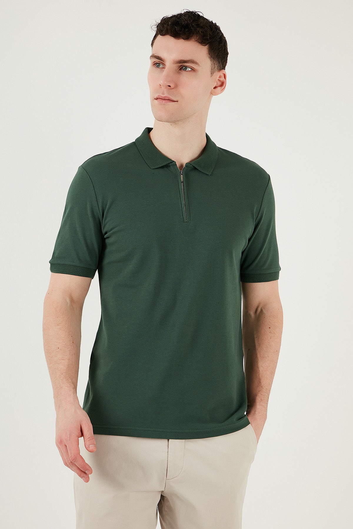 Buratti Pamuklu Regular Fit Yarım Fermuarlı 3'lü Paket Erkek Polo Yaka T Shirt 5903008S3 Nefti-Saks-Toprak