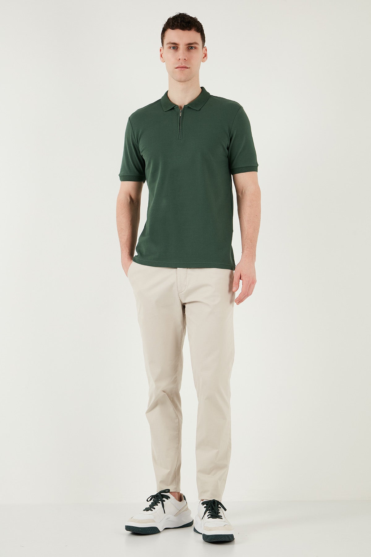 Buratti Pamuklu Regular Fit Yarım Fermuarlı 3'lü Paket Erkek Polo Yaka T Shirt 5903008S3 Nefti-Saks-Toprak