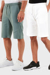 Buratti Pamuklu Regular Fit Normal Bel Cepli 2'li Paket Erkek Şort 590804142S2 Ekru-Elma Yeşili