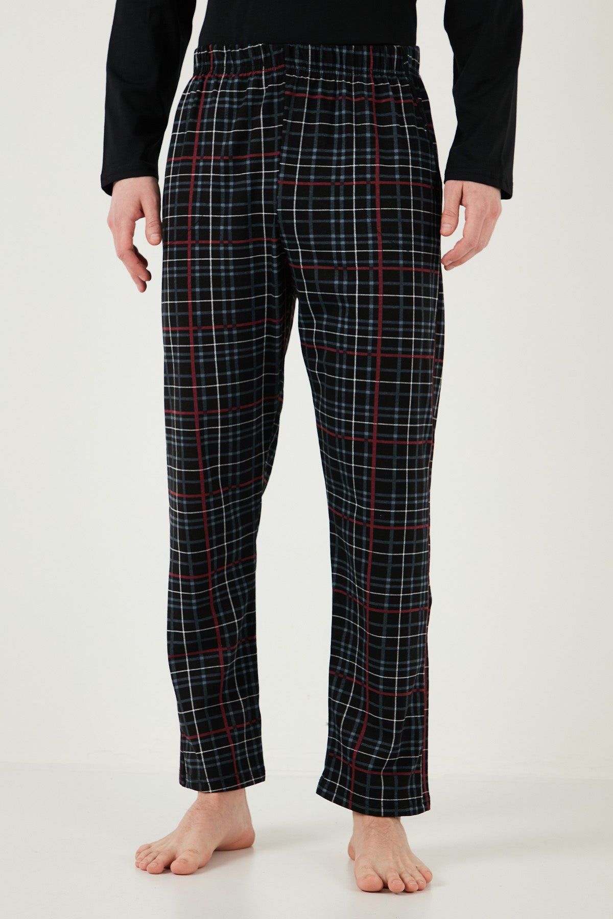 Buratti Pamuklu Regular Fit Kareli 2'li Paket Erkek Pijama Takımı 657200120S2 Siyah-Füme-Siyah