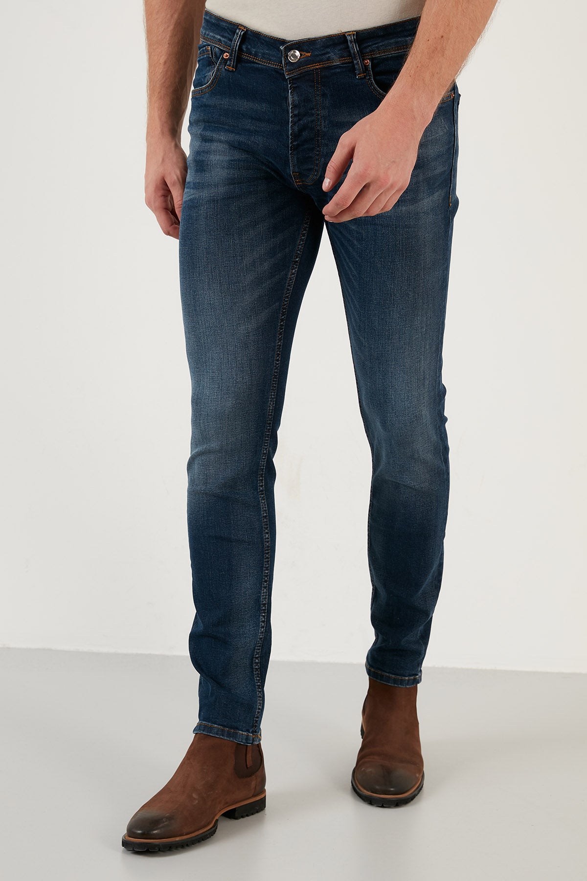 Buratti Pamuklu Normal Bel Slim Fit Dar Paça Jeans Erkek Kot Pantolon 1113M141NAPOLI KOYU MAVİ