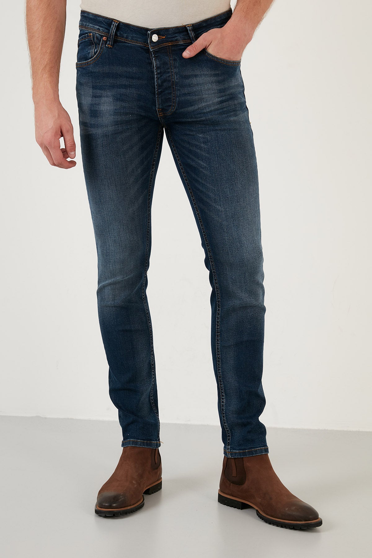 Buratti Pamuklu Normal Bel Slim Fit Dar Paça Jeans Erkek Kot Pantolon 1113M141NAPOLI KOYU MAVİ