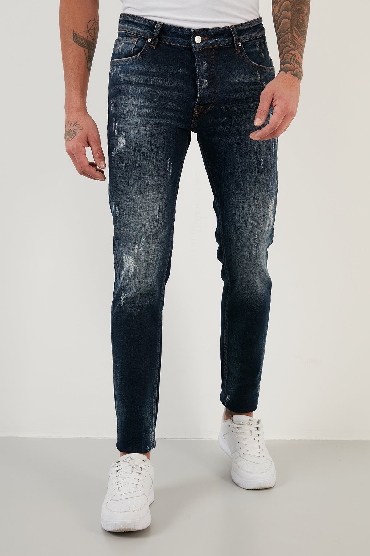 Buratti Pamuklu Normal Bel Slim Fit Dar Paça Jeans Erkek Kot Pantolon 1115M121ANAPOLI KOYU MAVİ