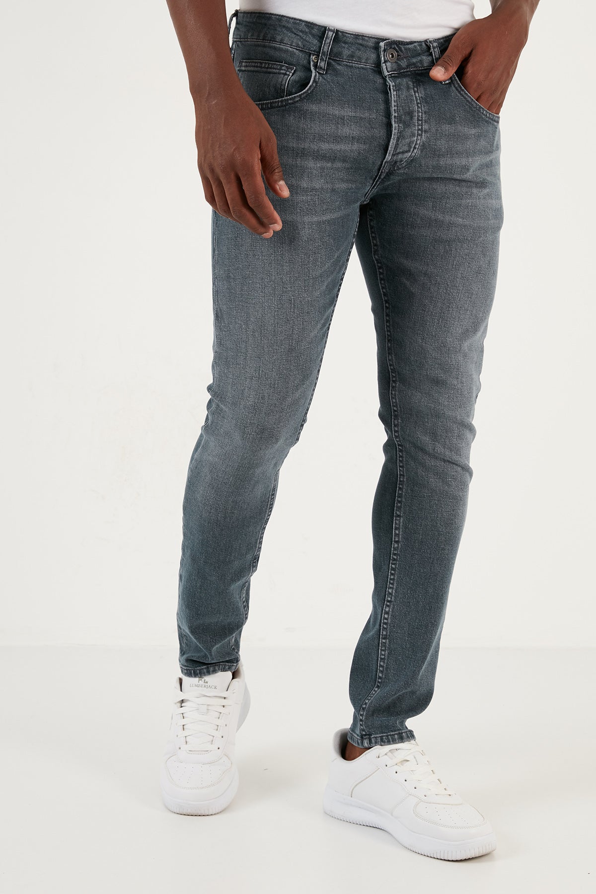 Buratti Streç Pamuklu Normal Bel Dar Paça Slim Fit Jeans Erkek Kot Pantolon 1116J12NAPOLI GRİ