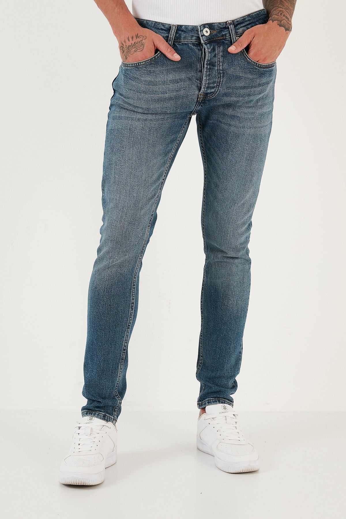 Buratti Pamuklu Normal Bel Slim Fit Dar Paça Jeans Erkek Kot Pantolon 1116J13NAPOLI MAVİ