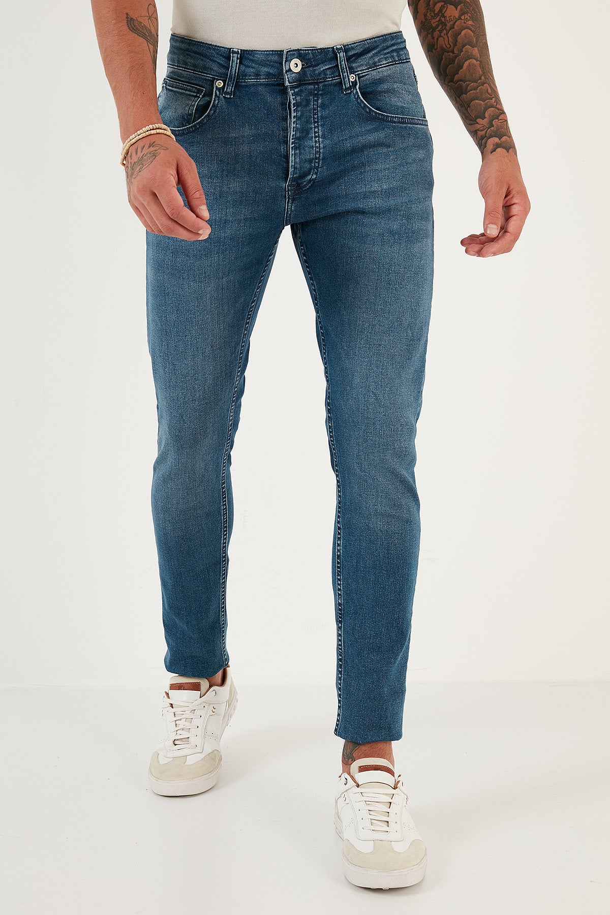 Buratti Pamuklu Normal Bel Slim Fit Dar Paça Jeans Erkek Kot Pantolon 1116J151NAPOLI MAVİ