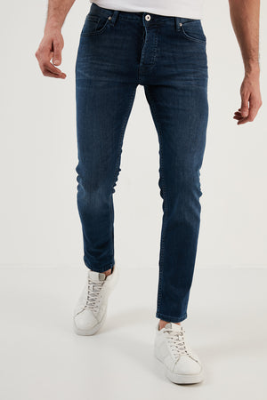 Buratti Pamuklu Normal Bel Slim Fit Dar Paça Jeans Erkek Kot Pantolon 1118M03NAPOLI MAVİ