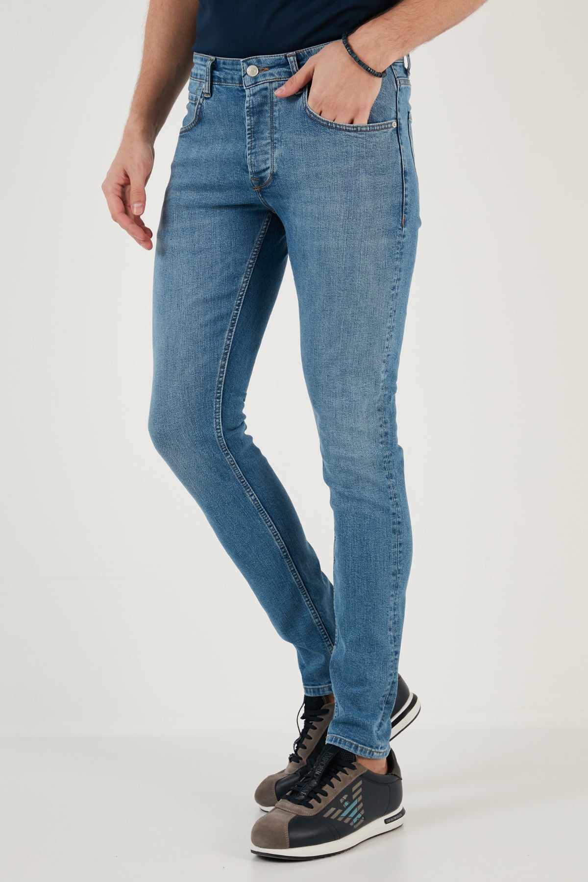Buratti Pamuklu Normal Bel Slim Fit Dar Paça Jeans Erkek Kot Pantolon 1122J651NAPOLI MAVİ