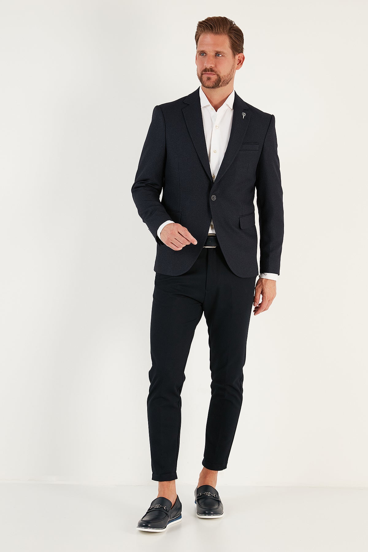 Buratti Slim Fit Tek Yırtmaçlı Düğmeli Blazer Erkek Ceket 2163763 KOYU İNDİGO