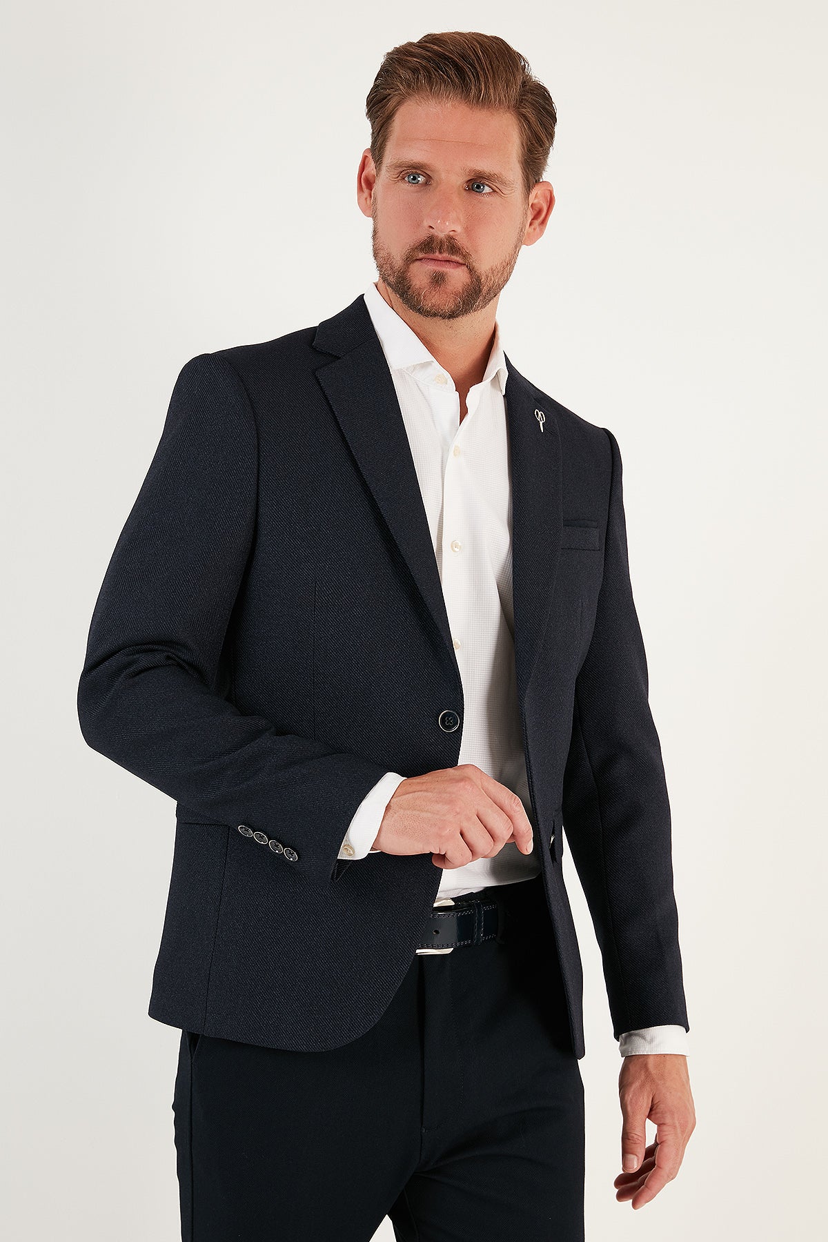 Buratti Slim Fit Tek Yırtmaçlı Düğmeli Blazer Erkek Ceket 2163763 KOYU İNDİGO