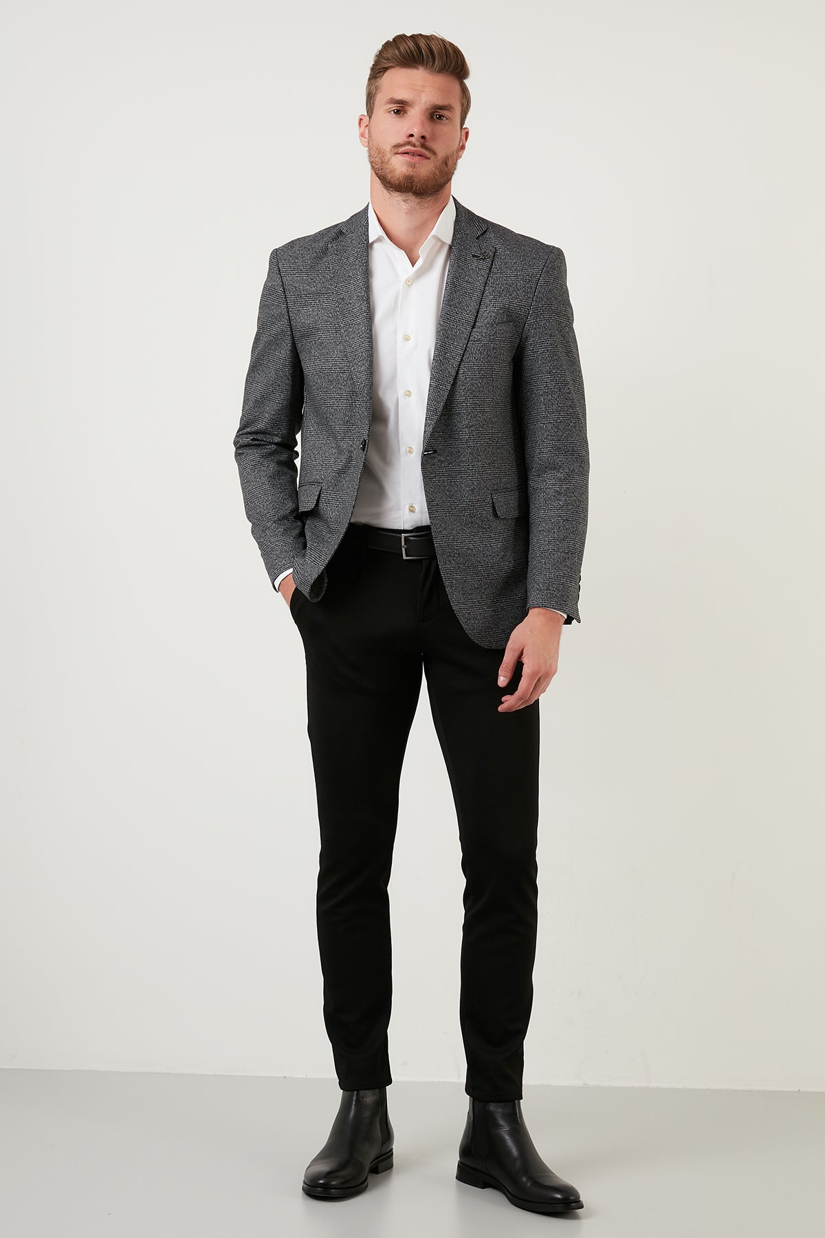 Buratti Ekose Desenli Slim Fit Tek Yırtmaçlı Blazer Erkek Ceket 2163781 SİYAH