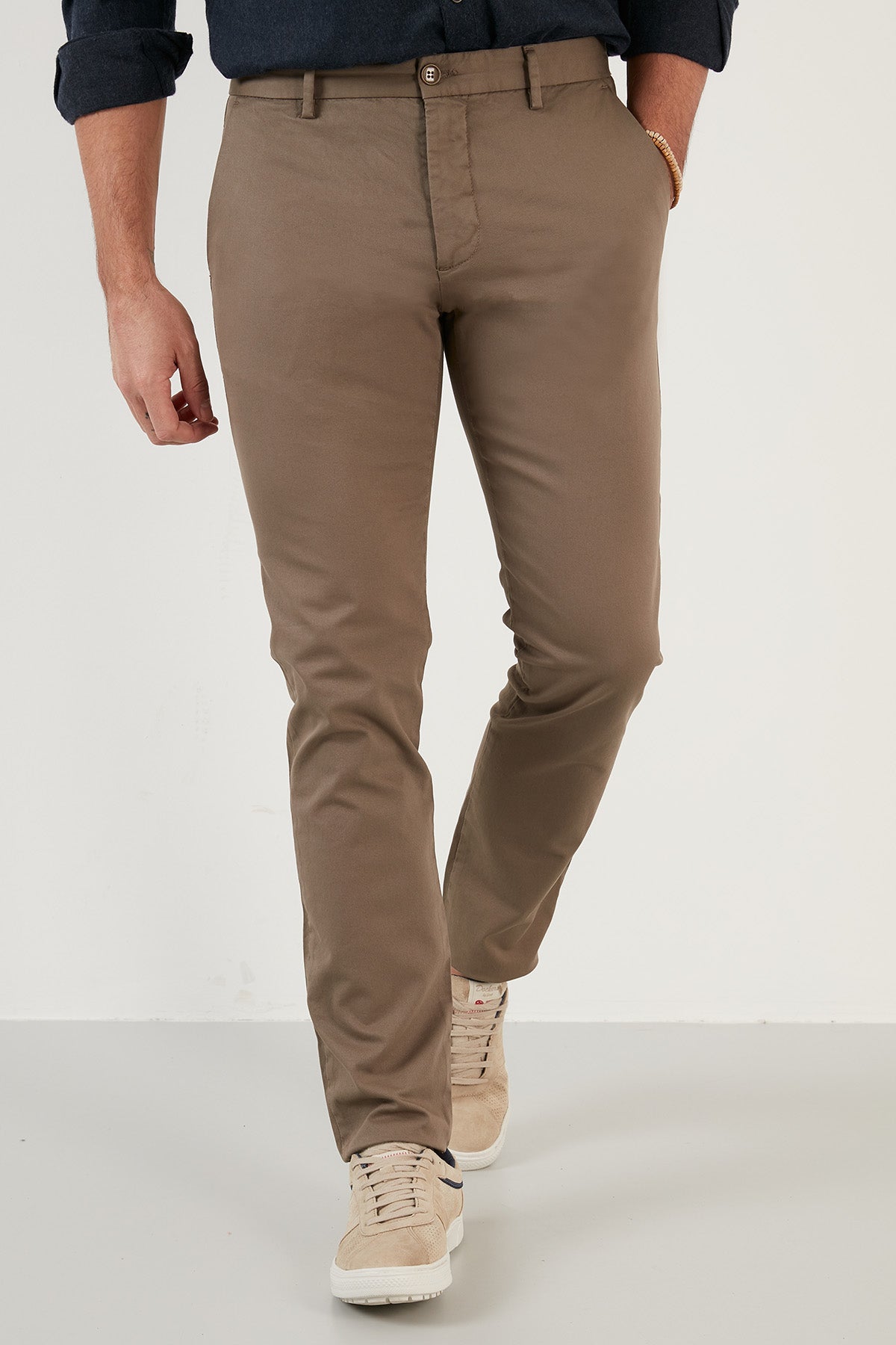 Buratti Pamuklu Normal Bel Slim Fit Boru Paça Erkek Pantolon 216MILANO Olive