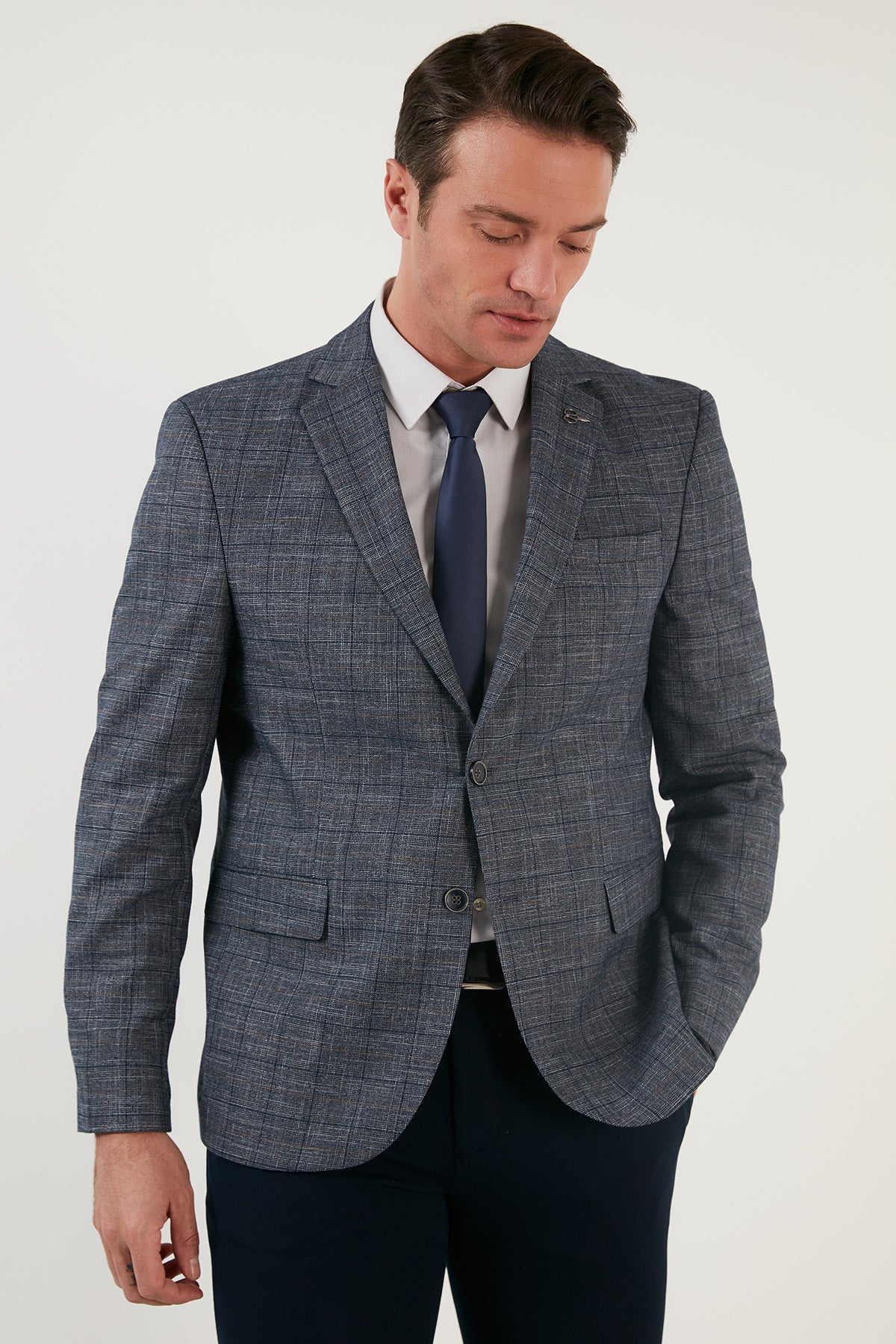 Buratti Slim Fit 6 Drop Tek Yırtmaçlı Blazer Erkek Ceket 216TAZİRO KOYU LACİVERT
