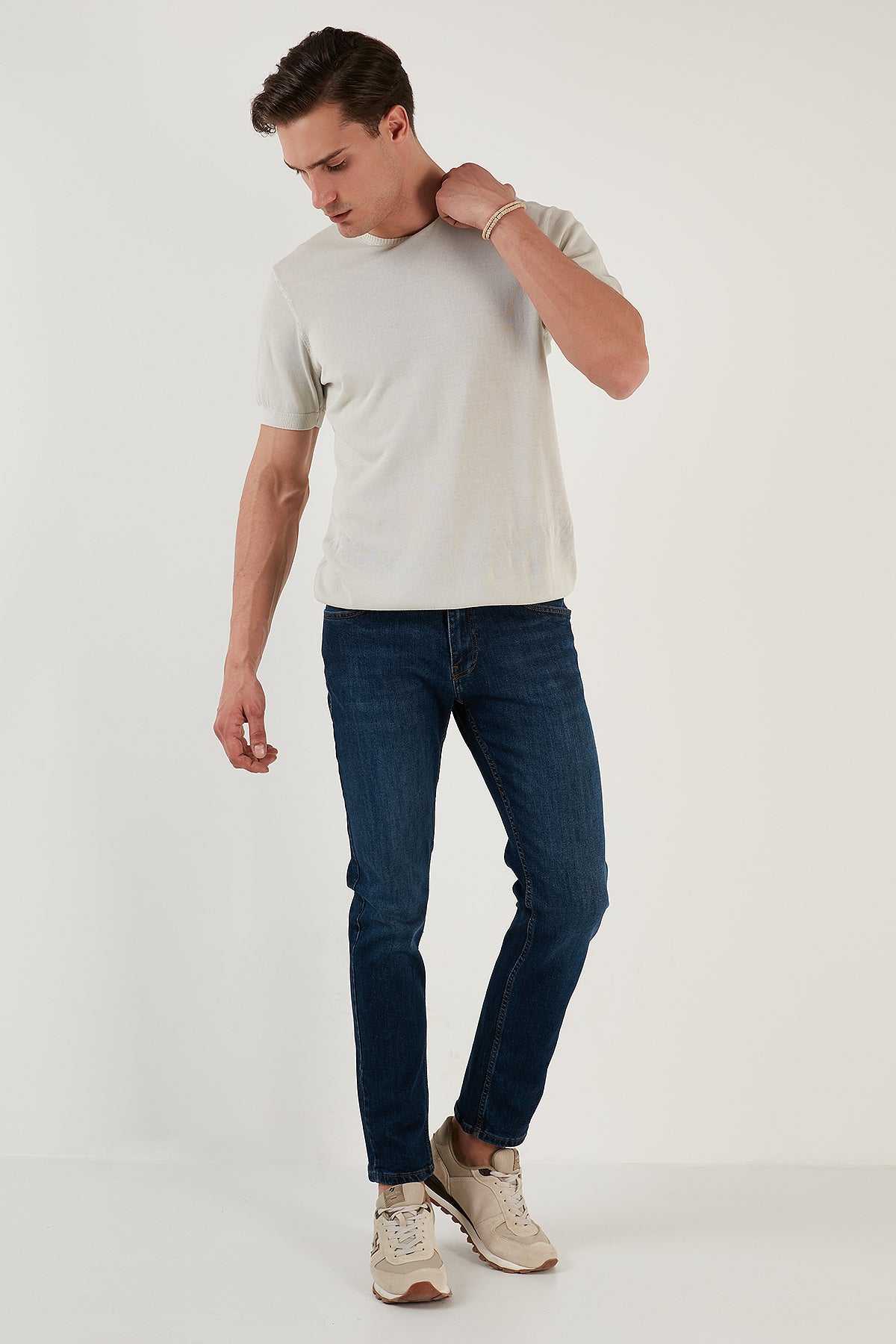 Buratti Pamuklu Normal Bel Regular Fit Boru Paça Jeans Erkek Kot Pantolon 2201G01PARMA KOYU MAVİ