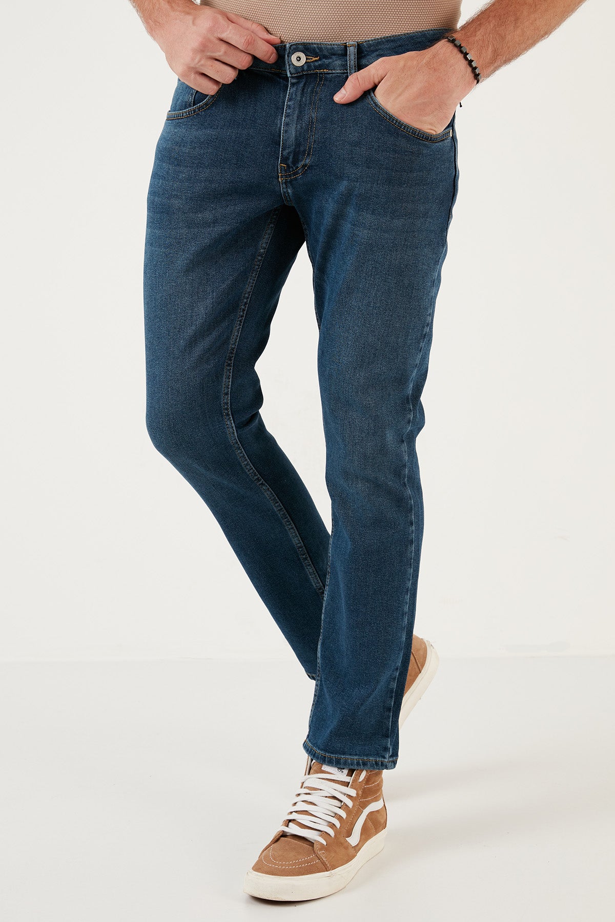 Buratti Pamuklu Normal Bel Regular Fit Boru Paça Jeans Erkek Kot Pantolon 2201J171PARMA MAVİ