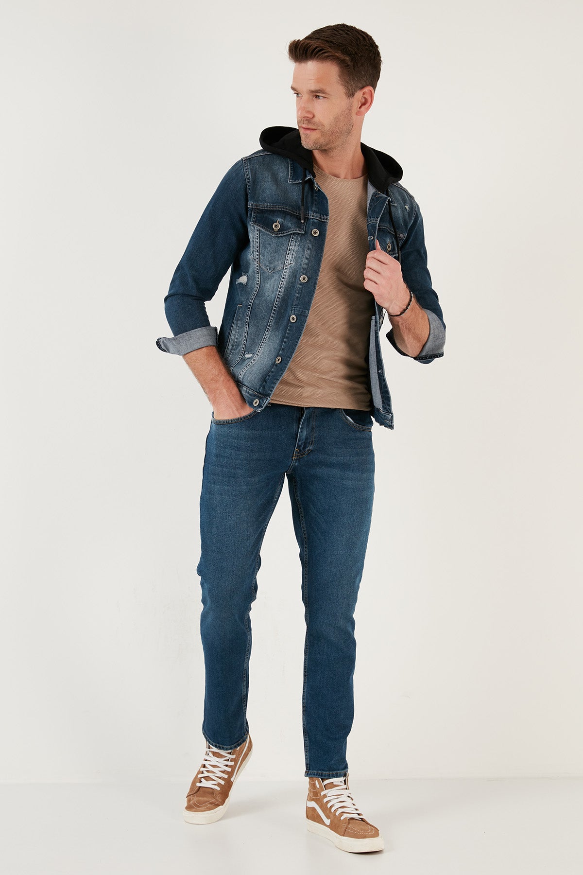 Buratti Pamuklu Normal Bel Regular Fit Boru Paça Jeans Erkek Kot Pantolon 2201J171PARMA MAVİ