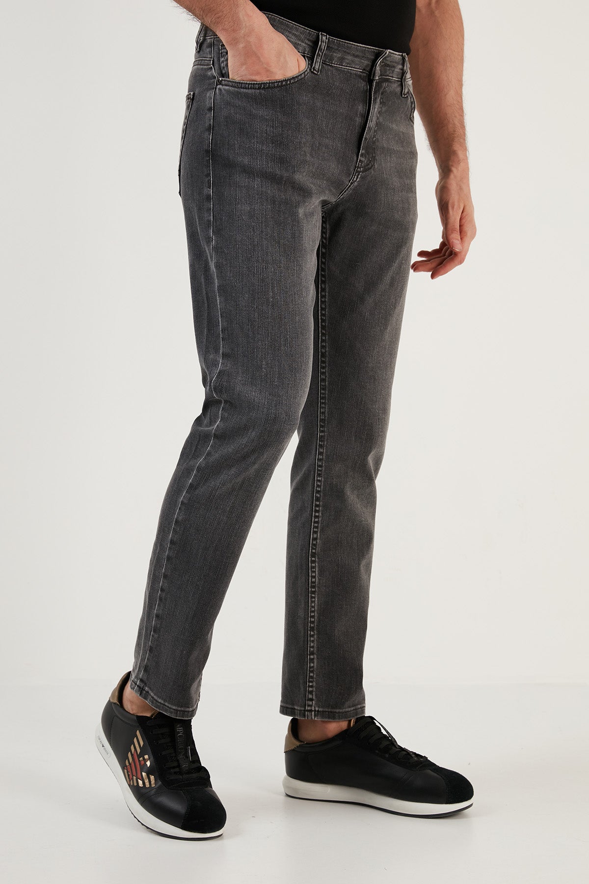 Buratti Pamuklu Normal Bel Regular Fit Boru Paça Jeans Erkek Kot Pantolon 2202M16PARMA GRİ