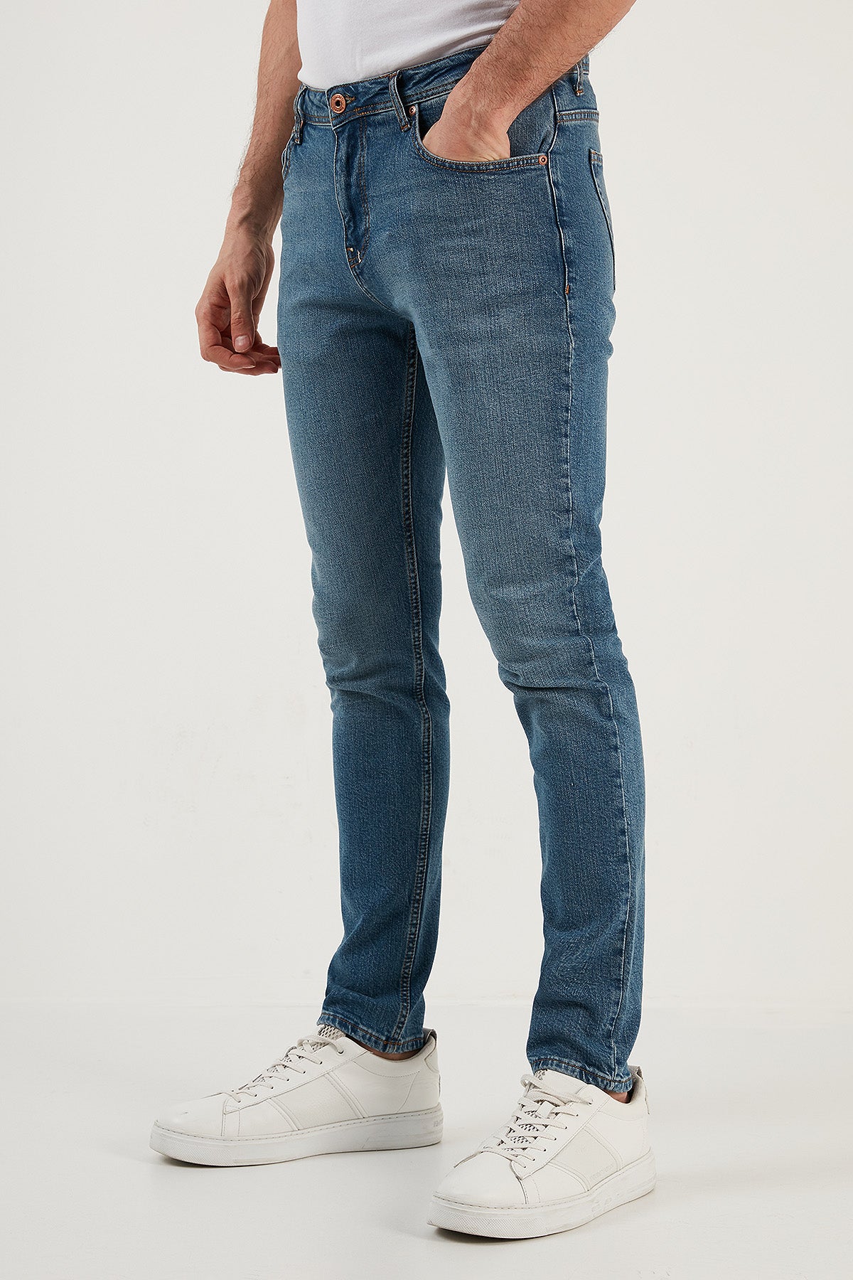 Buratti Pamuklu Yüksek Bel Slim Fit Dar Paça Jeans Erkek Kot Pantolon 3300F03TOKYO AÇIK MAVİ