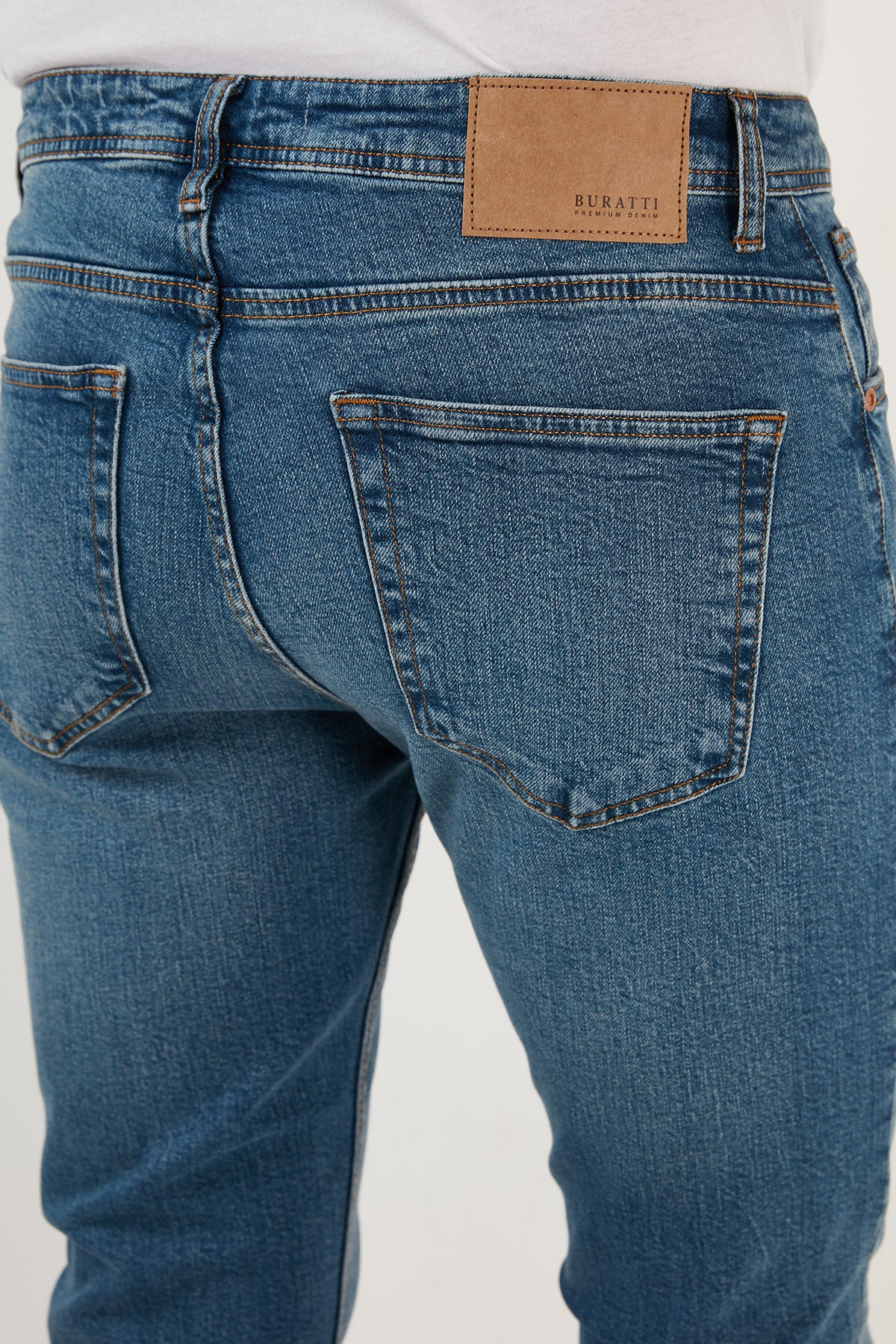 Buratti Pamuklu Yüksek Bel Slim Fit Dar Paça Jeans Erkek Kot Pantolon 3300F03TOKYO AÇIK MAVİ