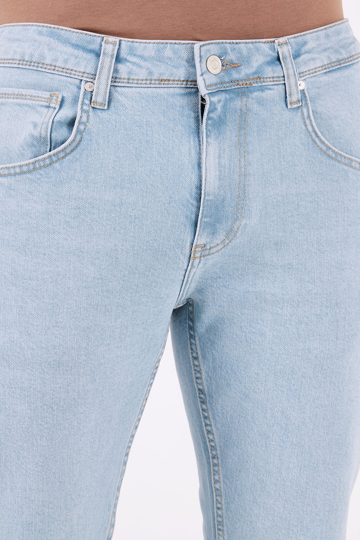 Buratti Pamuklu Yüksek Bel Slim Fit Boru Paça Jeans Erkek Kot Pantolon 3300J66TOKYO AÇIK MAVİ