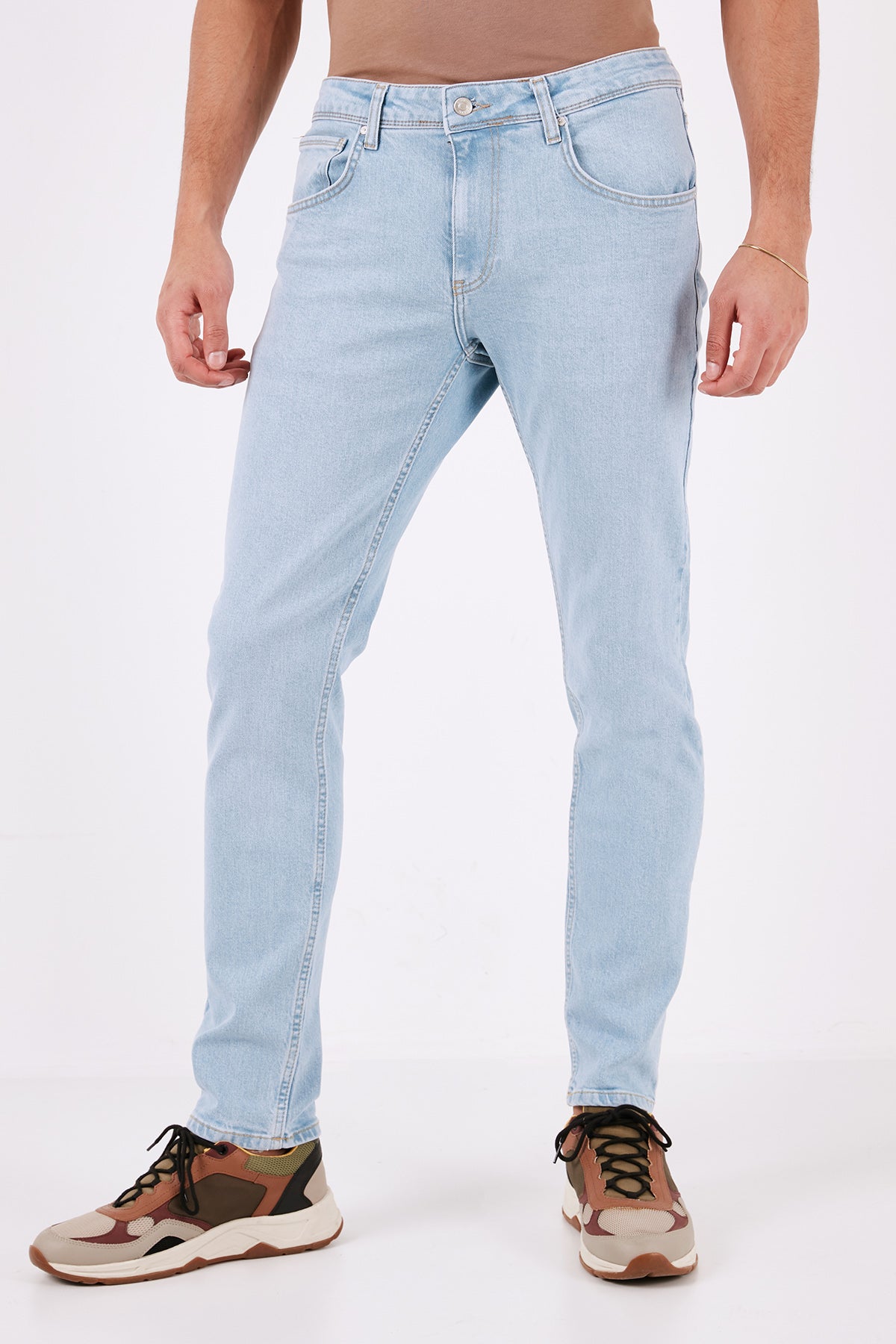 Buratti Pamuklu Yüksek Bel Slim Fit Boru Paça Jeans Erkek Kot Pantolon 3300J66TOKYO AÇIK MAVİ