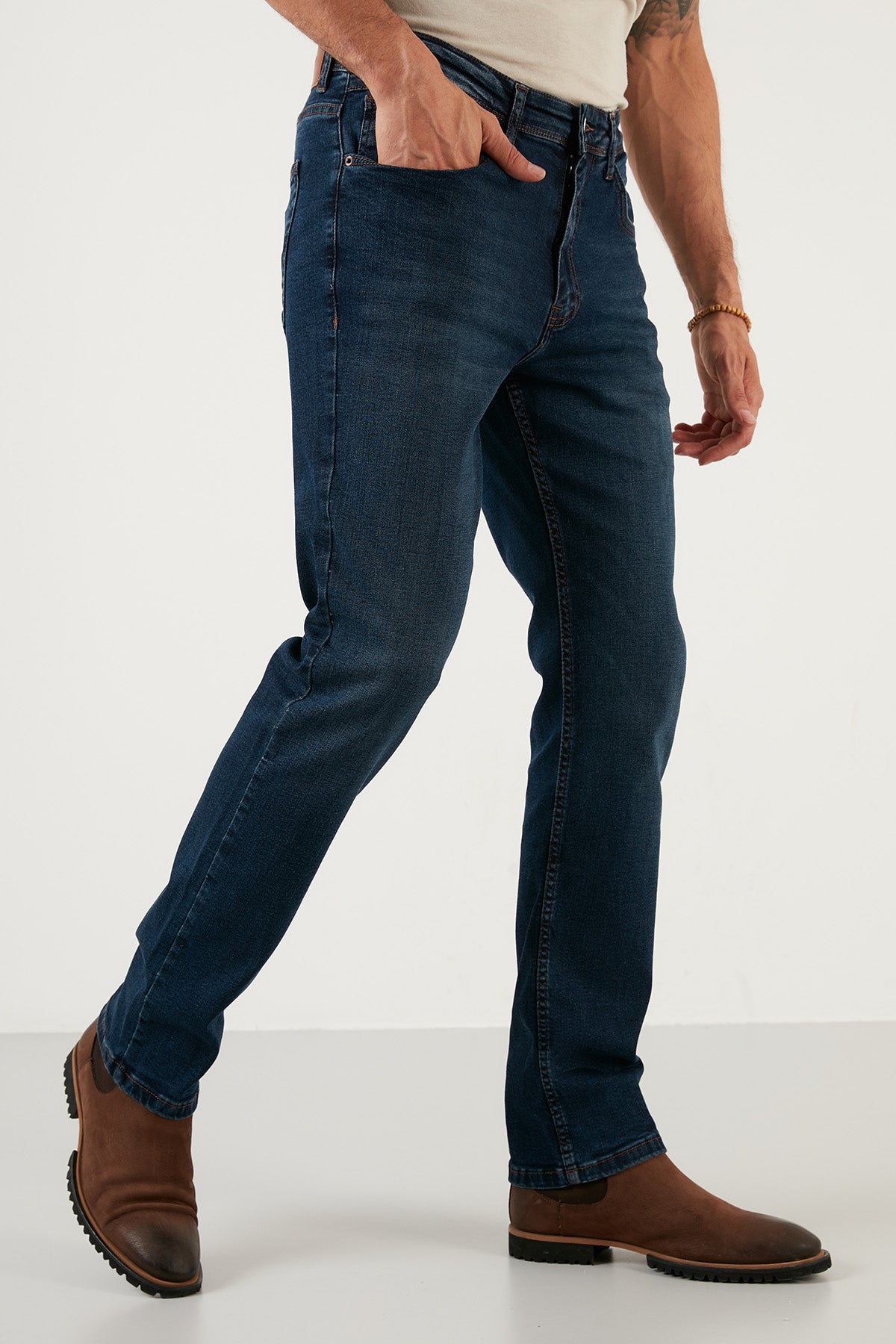 Buratti Pamuklu Yüksek Bel Slim Fit Boru Paça Jeans Erkek Kot Pantolon 4103M94TEXAS MAVİ