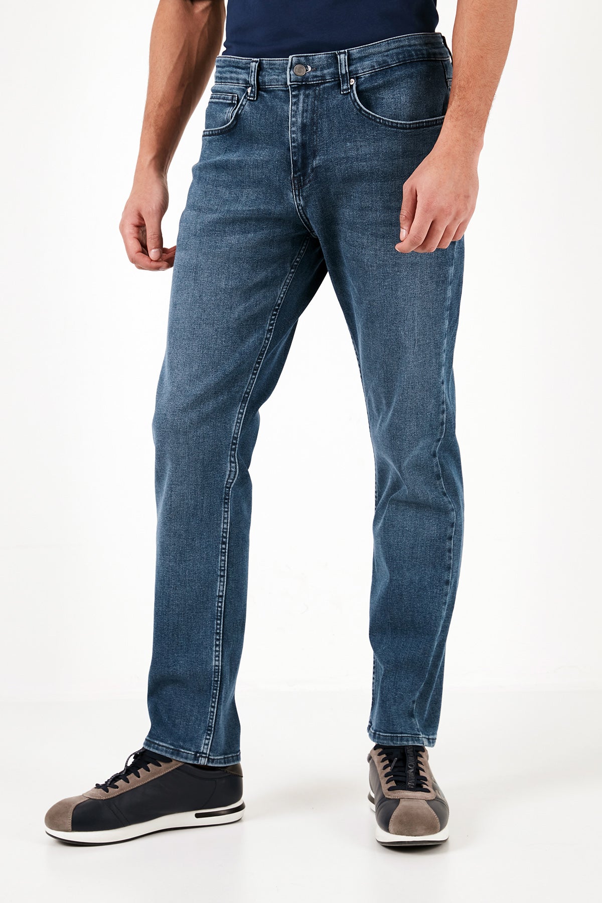 Buratti Pamuklu Yüksek Bel Comfort Fit Boru Paça Jeans Erkek Kot Pantolon 4400J78TEXAS MAVİ