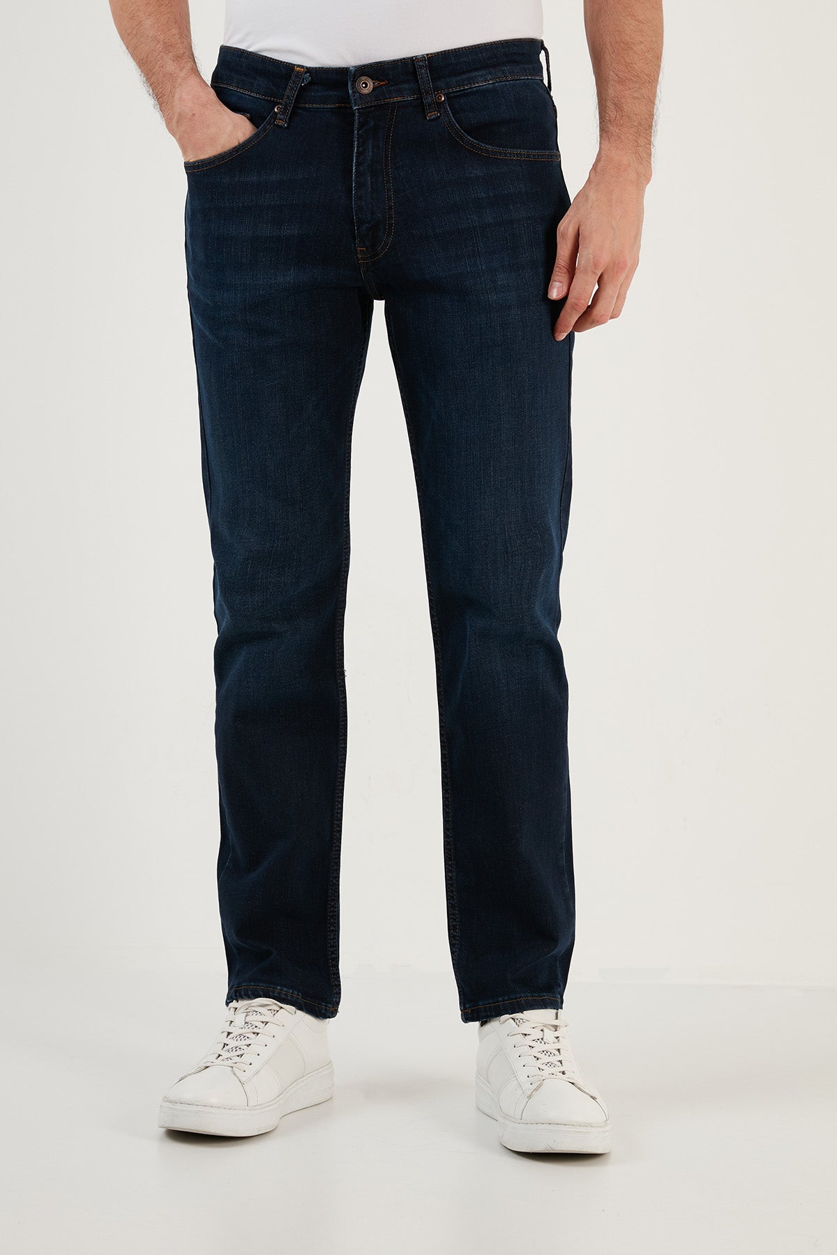 Buratti Pamuklu Yüksek Bel Comfort Fit Boru Paça Jeans Erkek Kot Pantolon 4400M06TEXAS KOYU MAVİ
