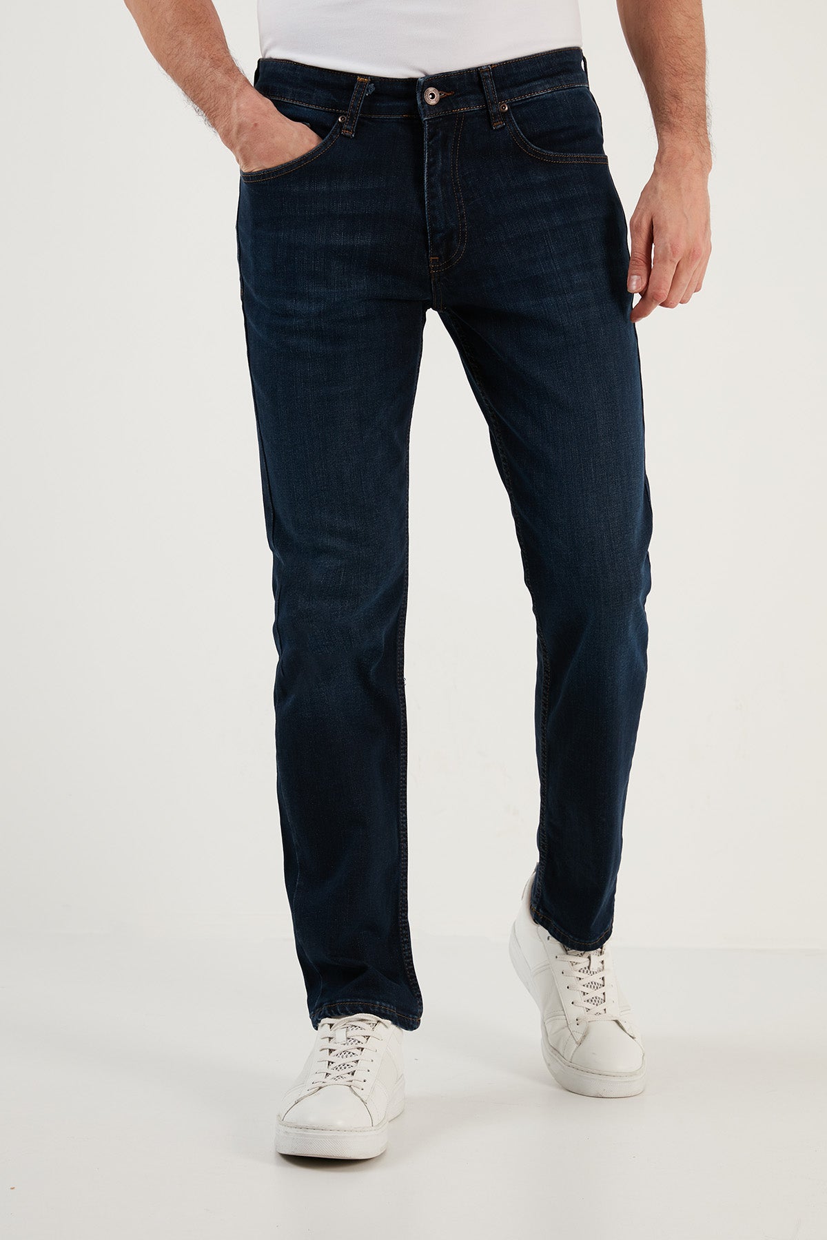 Buratti Pamuklu Yüksek Bel Comfort Fit Boru Paça Jeans Erkek Kot Pantolon 4400M06TEXAS KOYU MAVİ