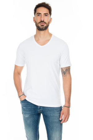 Buratti Basic V Yaka Slim Fit Erkek T Shirt 5722512V BEYAZ