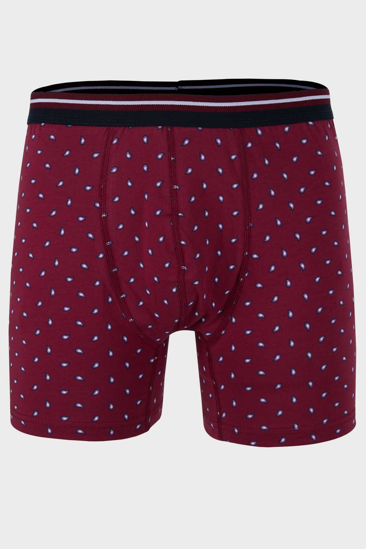 Buratti Desenli Pamuklu Erkek Boxer 6153304 BORDO