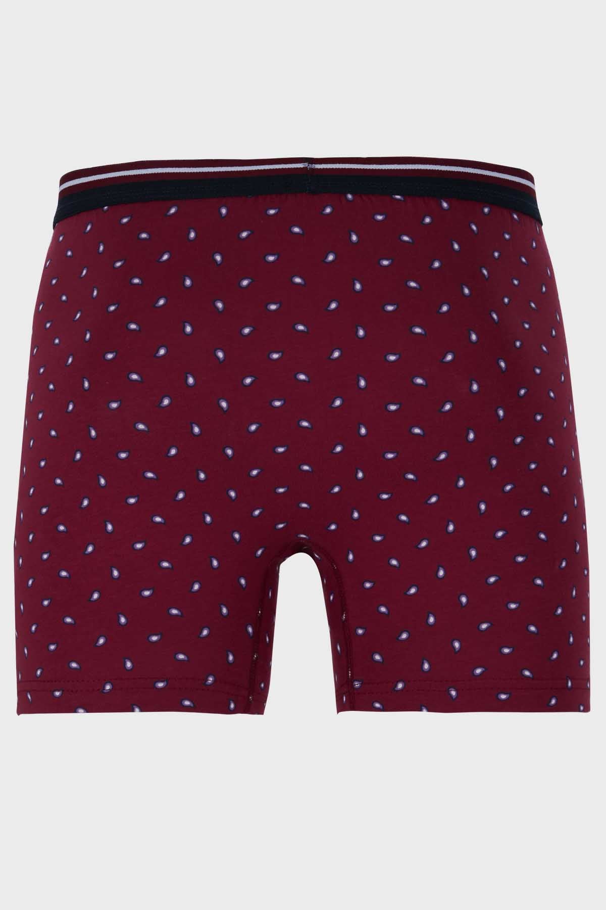 Buratti Desenli Pamuklu Erkek Boxer 6153304 BORDO