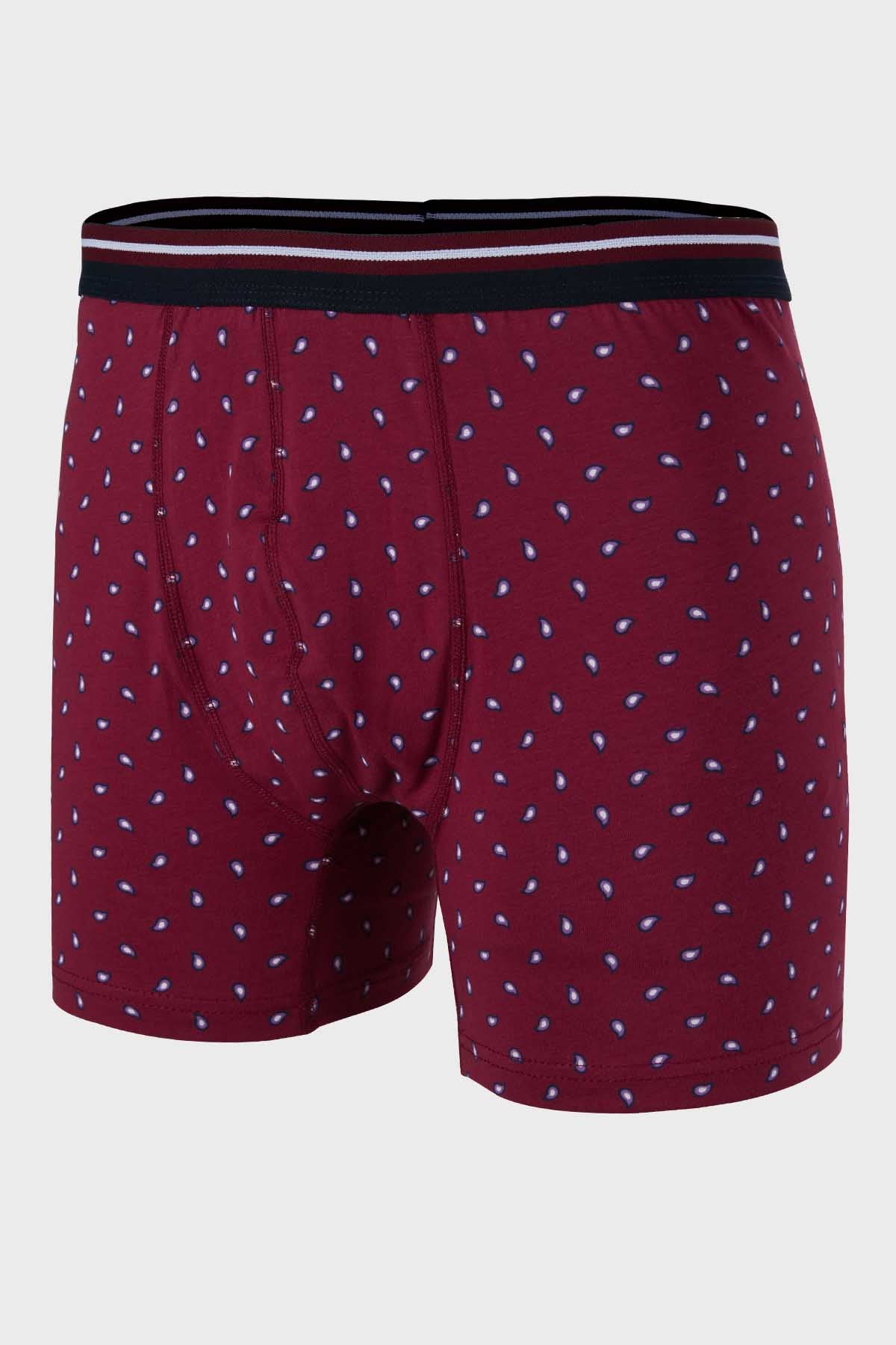 Buratti Desenli Pamuklu Erkek Boxer 6153304 BORDO