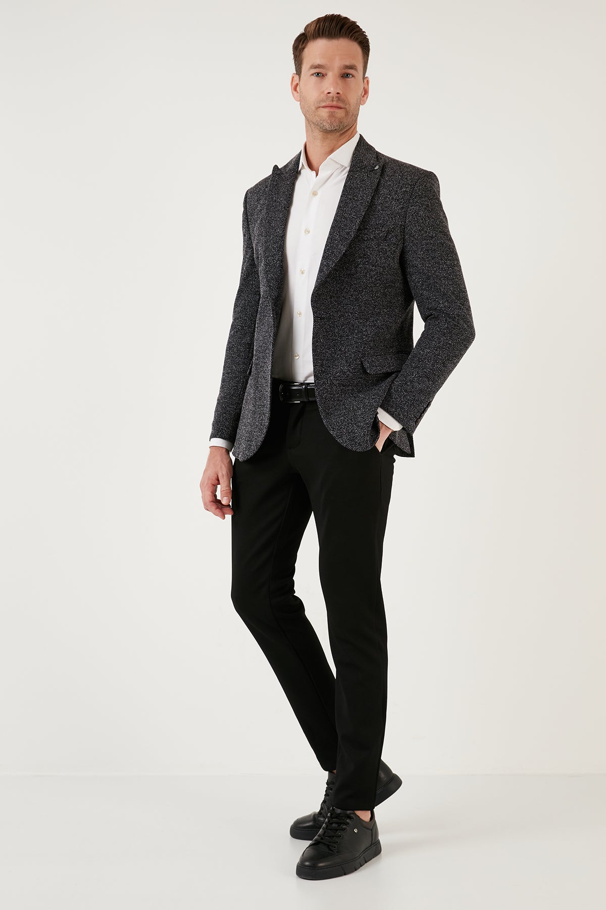 Buratti 6 Drop Çift Yırtmaçlı Slim Fit Blazer Erkek Ceket 659002 SİYAH