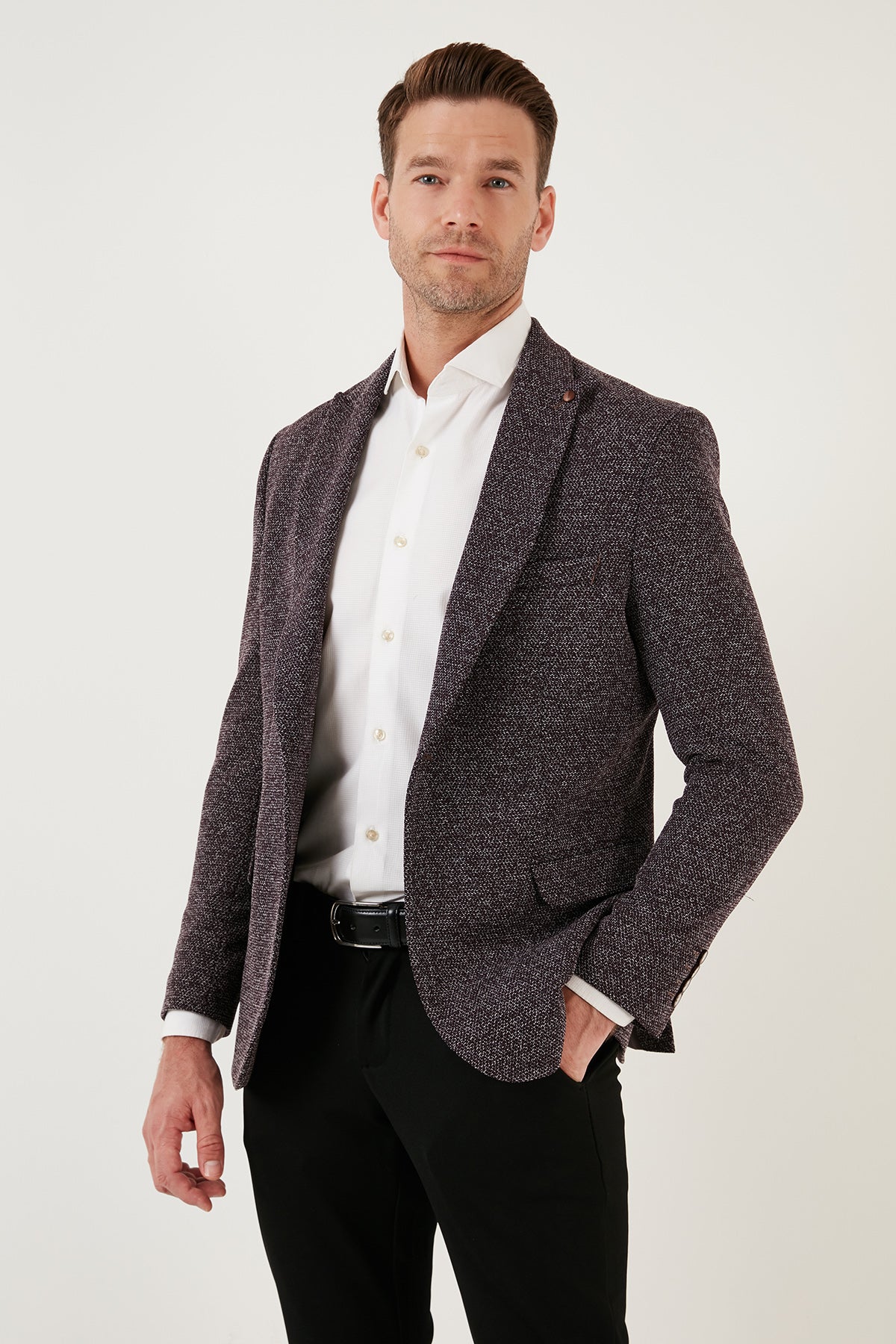 Buratti 6 Drop Çift Yırtmaçlı Slim Fit Blazer Erkek Ceket 659002 MÜRDÜM